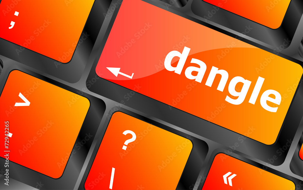 Poster dangle word on computer keyboard key