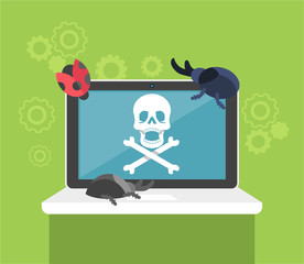 Computer bug. Flat vector illustration