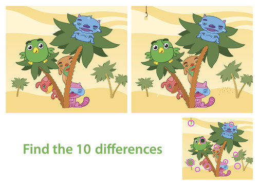 Spot the Differences Skill Game with Answer Image