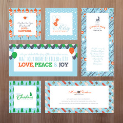 Set of Christmas and New Year greeting card templates