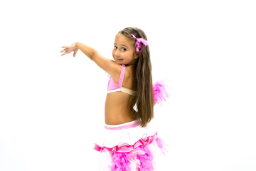 Beautiful girl smiling and posing with dance costumes