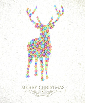 Merry Christmas watercolor deer illustration