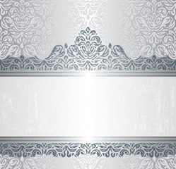 Silver luxury vintage invitation background design 