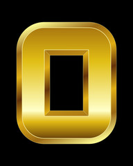 rectangular beveled golden font, letter O