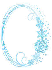 Light blue winter frame with white copy space.