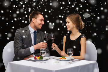 smiling couple at restaurant