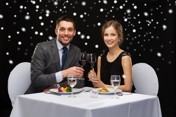 smiling couple at restaurant