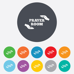 Prayer room sign icon. Religion priest symbol.