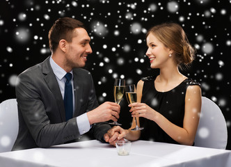 smiling couple at restaurant