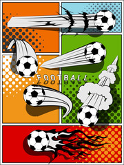 Set of football - comic style