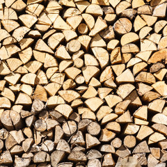 stack birch firewood in Russia