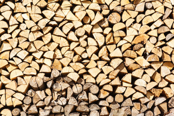 stack birch firewood in Russia