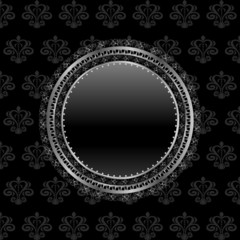 heraldic circle shield on floral background