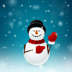 Smiley snowman with mittens