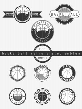 Basketball retro styled emblem