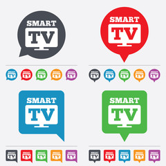 Widescreen Smart TV sign icon. Television set.