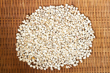 Millet (grain)  on wooden.