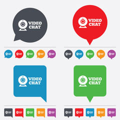 Video chat sign icon. Webcam video talk.