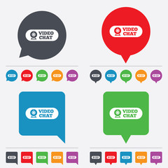 Video chat sign icon. Webcam video talk.