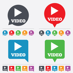 Play video sign icon. Player navigation symbol.