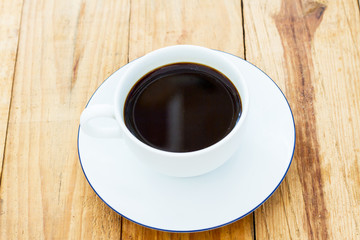 Coffee in glass on table.
