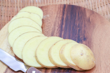 Raw potato slices.