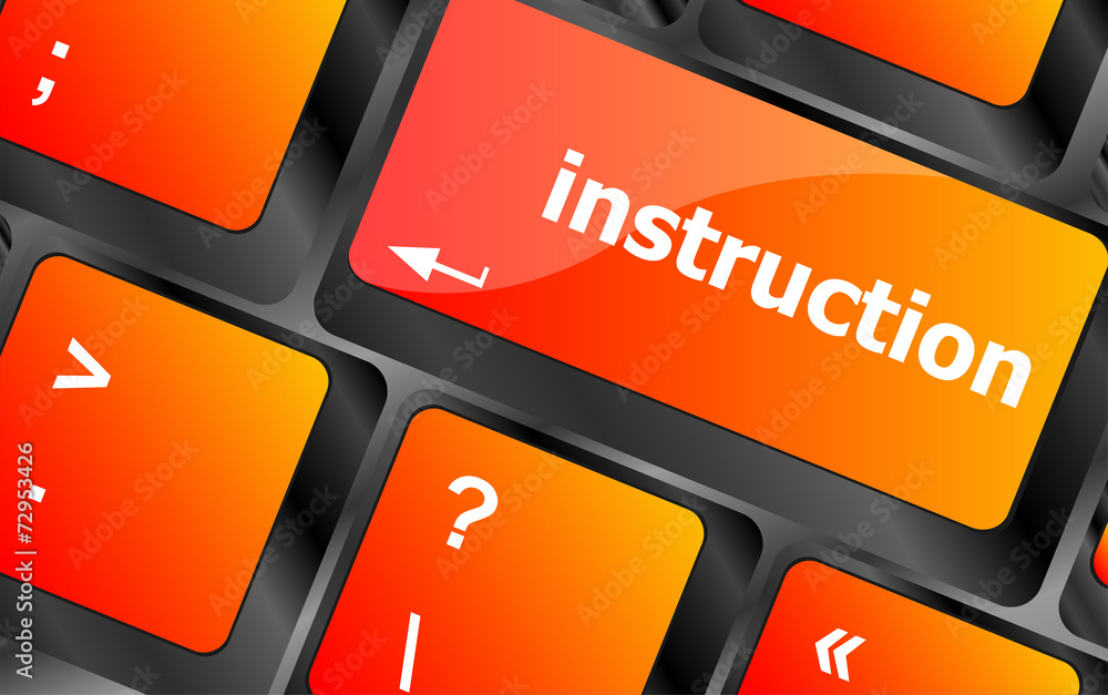Poster close up view on conceptual keyboard - instruction