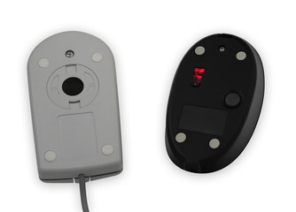 Maus Computermaus Kugel Infrarot von unten Vergleich