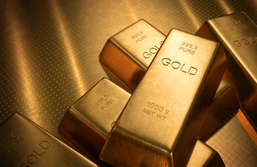 Gold Bars. Clipping Path Included.