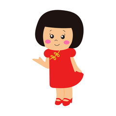 A happy girl in china dress smiling