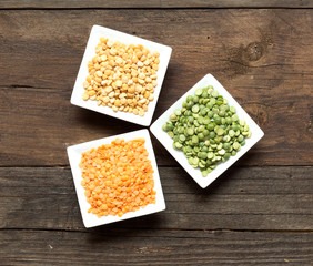 Legumes in bowls