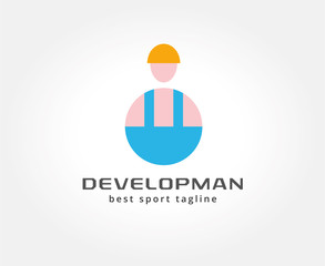 Abstract worker logo icon concept isolated on white background