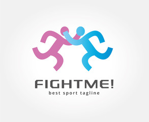 Abstract two boxing vector logo icon concept. Logotype template