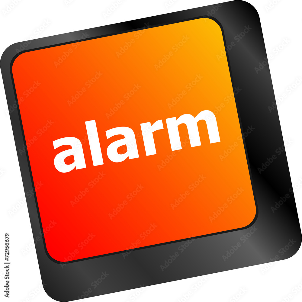 Poster alarm button on a black computer keyboard