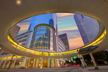 Houston Downtown Wolkenkratzer bei Sonnenuntergang Texas