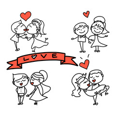 hand drawing cartoon abstract love
