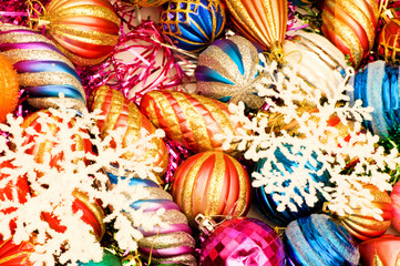 Christmas decorations in festive holiday concept