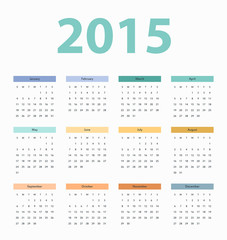 Simple european 2015 year vector calendar, template - 72958011