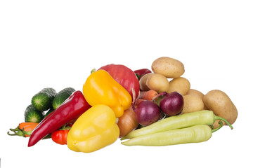 Fresh organic vegetables isolated on white