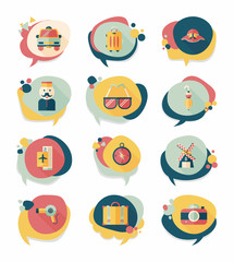 Travel bubble speech banner design flat background set, eps10