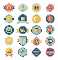 School badge banner design flat background set, eps10