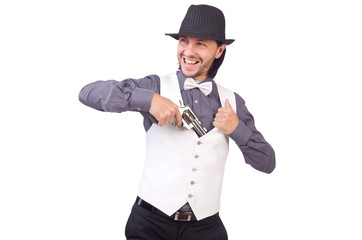 Man with gun isolated on the white