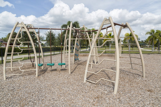 playground with slides and climbing frame
