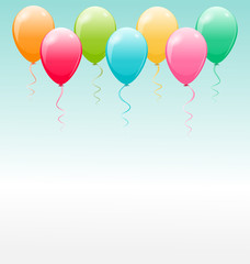 Seven multicolor air balls flying in the sky