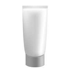 Grey cream tube isolated on white