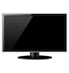 Black glossy LCD TV isolated on white