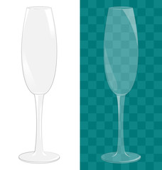 Transparent isolated sparkling wine glass