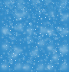 Snowfall on blue background