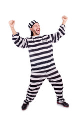 Prison inmate isolated on the white background