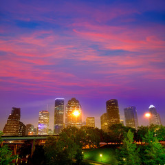 Obraz premium Houston skyline west view sunset Texas US